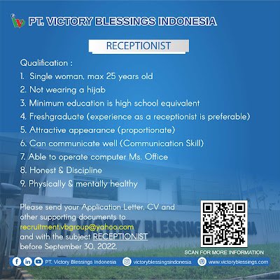 lowongan receptionist lowongan receptionist