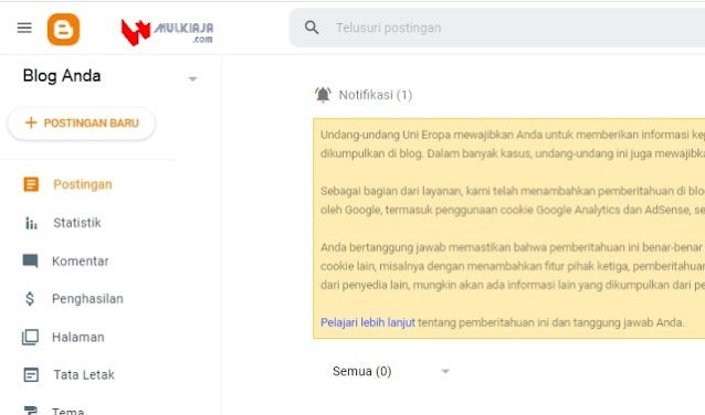 Berhasil membuat blog di blogger Selesai membuat Blog di Blogger
