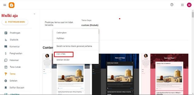 Masuk Edit Mode Html di Blogger Cara masuk pada menu edit html di blogger