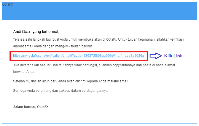Verifikasi Email Registrasi OctaFX - TopikForex